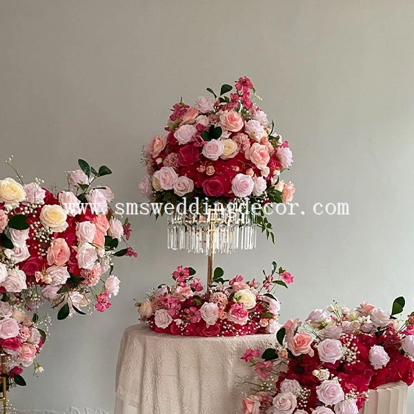 pink and gold flower centerpieces